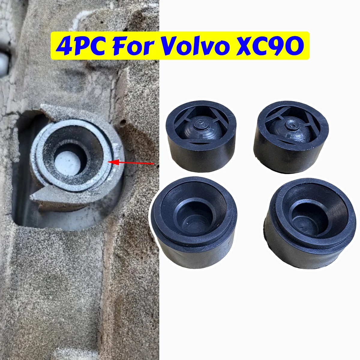 

4pc Engine Rubber Mounting Bush for Volvo XC90 I (275) D5 2007-2012 Under Guard Plate Clip Grommet Support Bungs Black Car Parts