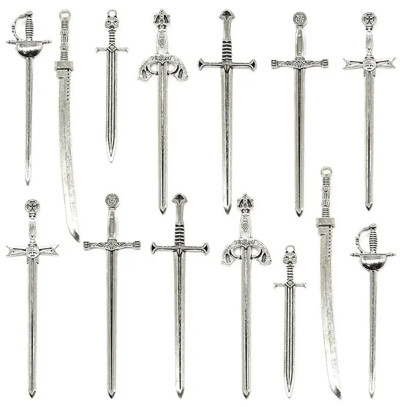 Handmade DIY alloy jewelry accessories retro punk style swords weapons bookmarks for books student supplies book marks