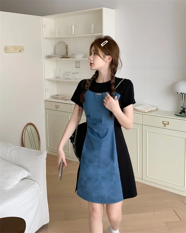 Vestidos de manga curta feminino quinceanera azul outono veludo bezerro-comprimento lapela bordas em camadas ajuste regular rural all-match chique