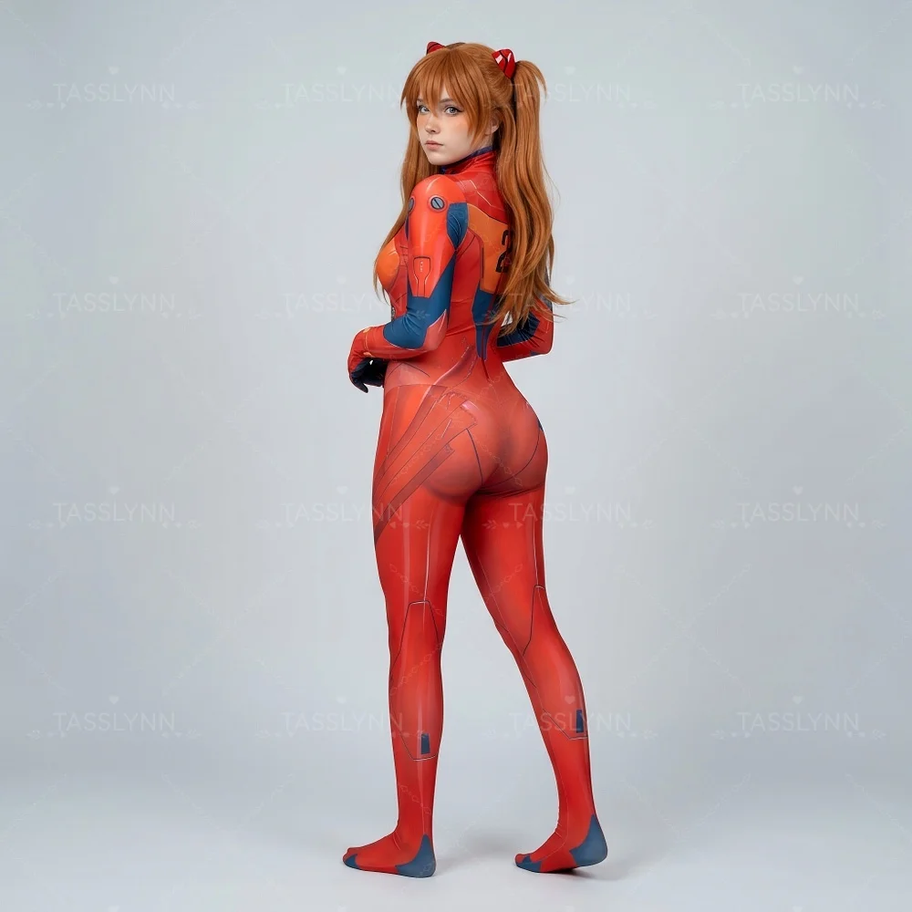 Asuka Langley & Ayanami Rei Plugsuit Full Bodysuit Cosplay Zentai Asuka Langley Costume For Comic Con Studio Shooting view 4