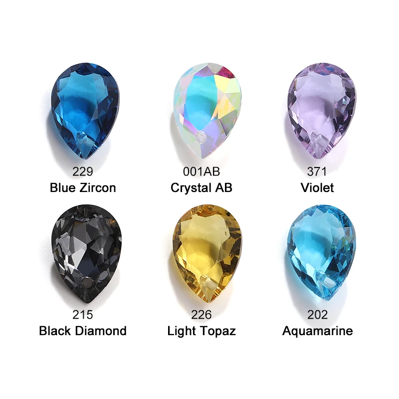 10X14mm Drop Glass Single Hole Rhinestone Crystal Teardrop DIY Jewelry Accessories Making Pendants Earrings Diamond Beeds DIY