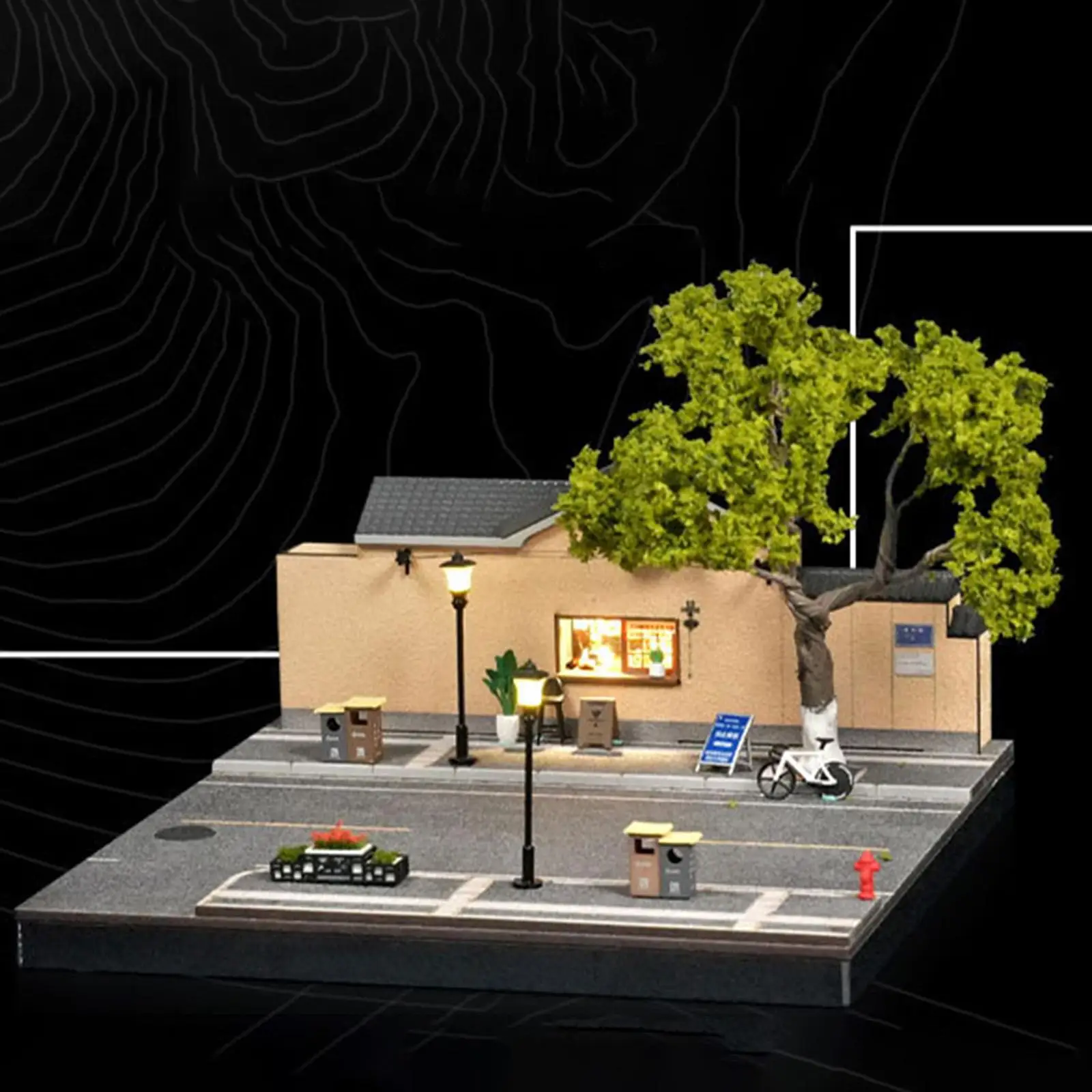 

1/64 Scale Model Car Display Case,Street View Diorama Miniature Scene Model Display Box