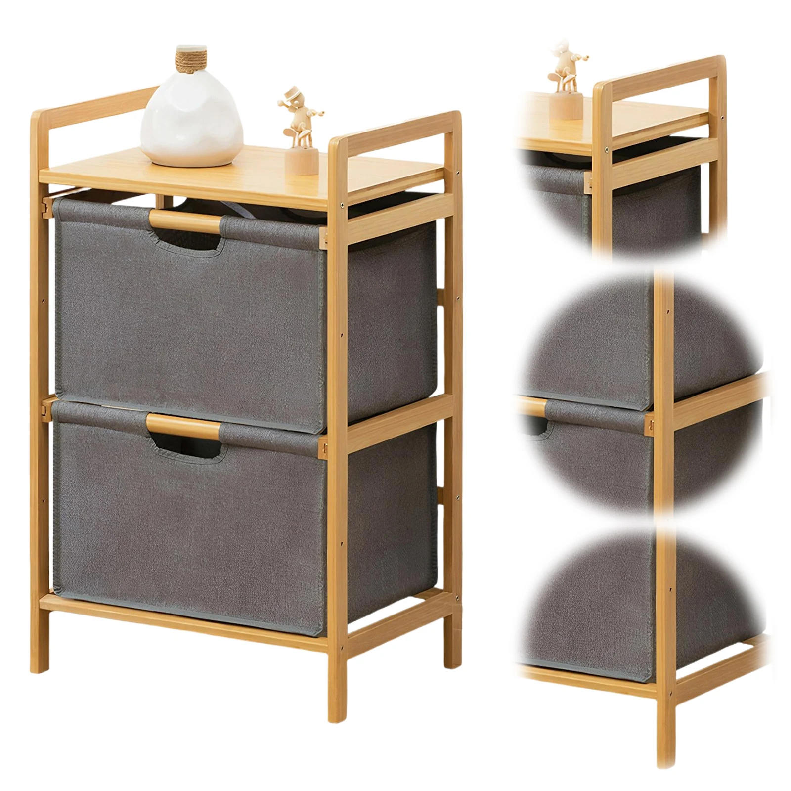 

Bamboo Multi-Layer Laundry Room Storage Rack with Drawers Laundry Sorter for Organizing Clothes Towels for Bathroom Living Room