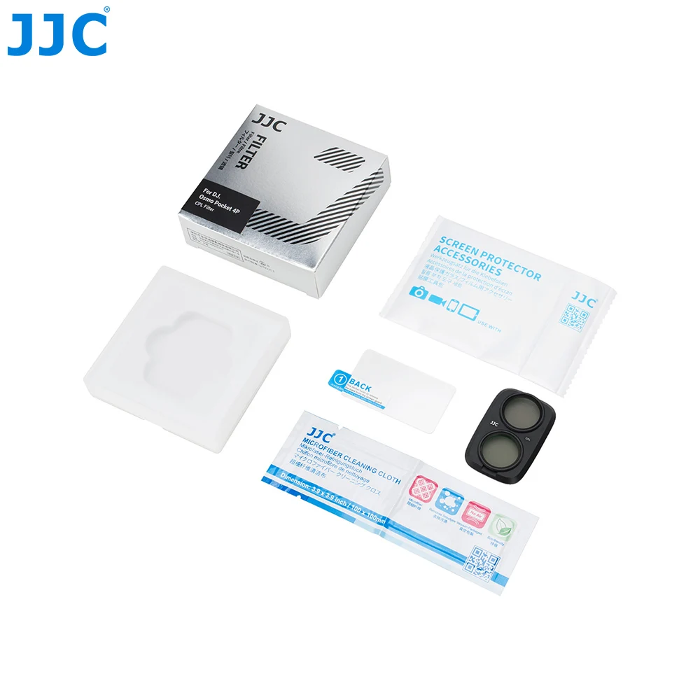 JJC filterset voor DJI Osmo Pocket 4P UV CPL ND2-32 variabele filter lichtfilter, eenvoudig te bevestigen.