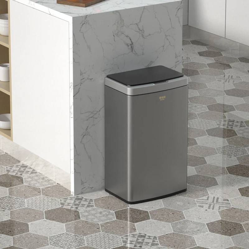 

Waste Bin Stainless Steel Touchless Bins Large Capacity Bathroom Smart Sensor Rangement Cuisine Kitchen Tools Bins