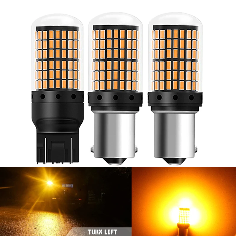 

2 PCS Super Bright 7443 W21W 1156 BA15S BAU15D LED Bulb Canbus 12V 4014-144SMD Car Turn Signal Light Reverse Brake Parking Lamps