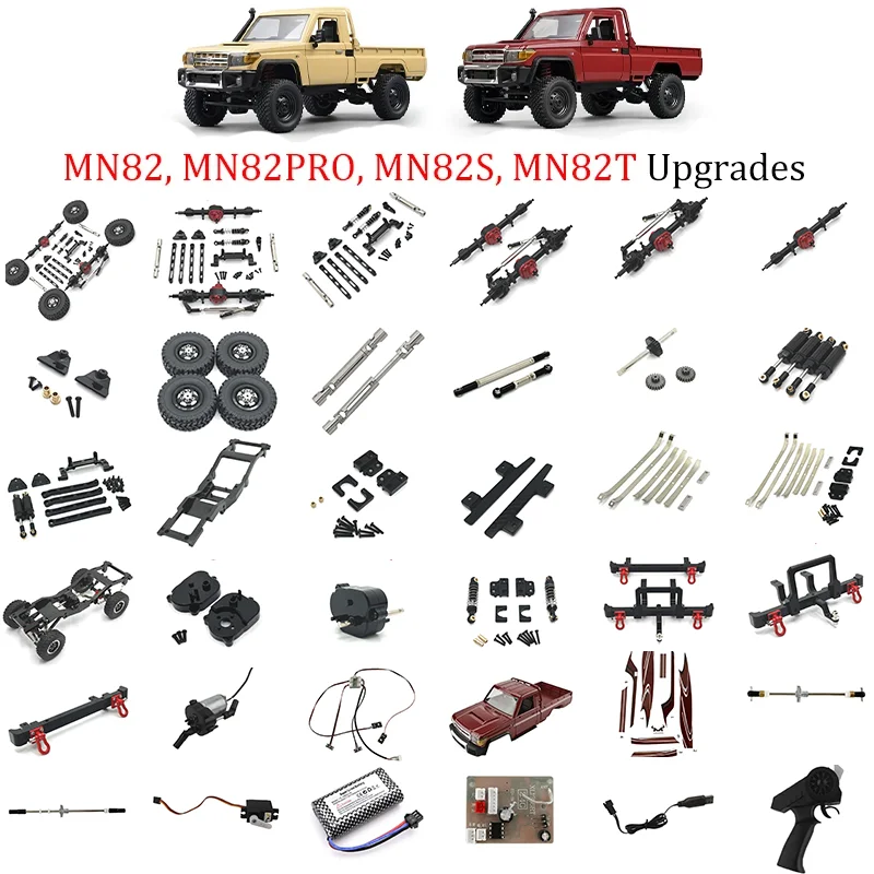 MN82, MN82PRO, MN82S, MN82T - Upgraded Metal Accessories for Front and Rear Axle, Motor Gearbox, Bumper, and Light Strip