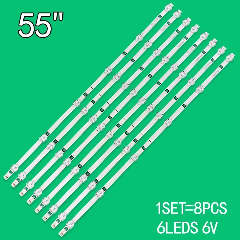 Pasuje do 55-calowej listwy podświetlającej telewizora LCD Leroy JS-D-AP5516-062EC(71233) 1ZESTAW=8 SZTUK 554mm 6V 6 diod led