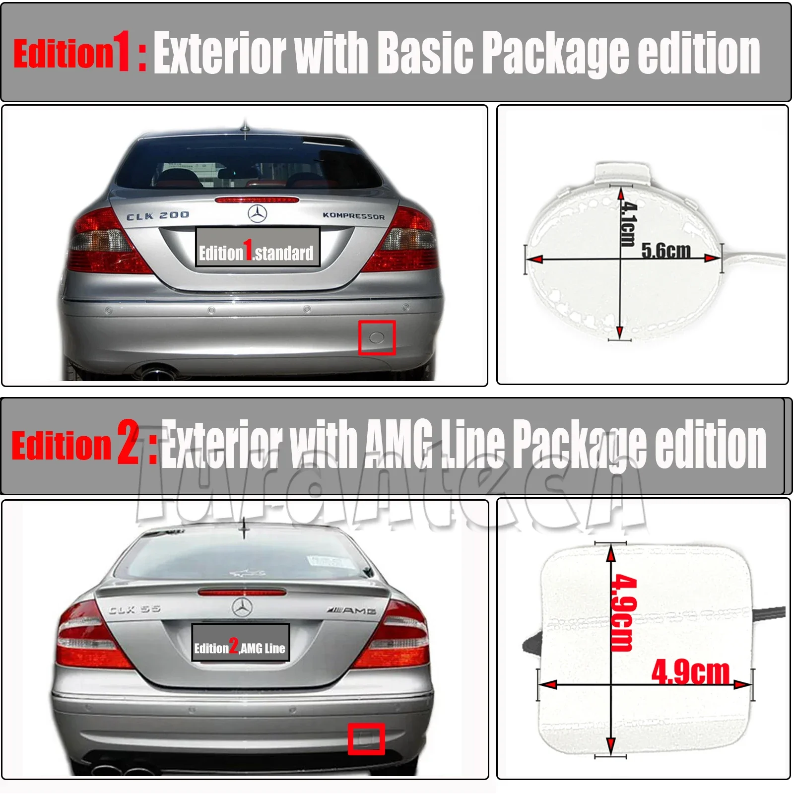 03-09のリアライトカバー,メルセデスベンツ,バンパーフック,アイコントロールキャップ,メルセデスベンツw209,200 220 240 270 280 55amg 63amgに適合