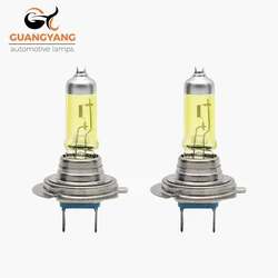 Lâmpadas amarelas do farol do carro do halogênio H7, auto lâmpadas da névoa, acessórios, 12V, 55W, 2800K, 2 PCes