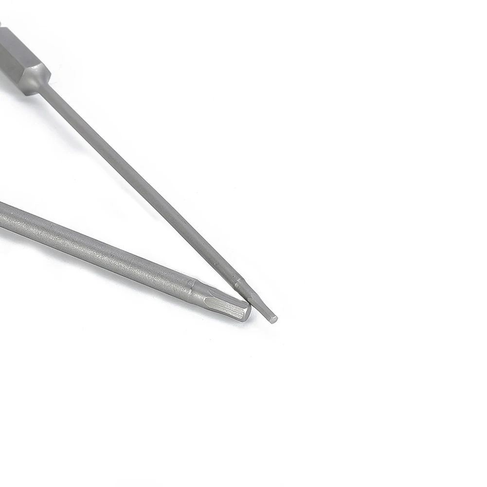 Prata Chave de fenda Bit para cabo ou brocas sem fio, Hex Shank, Hex Shank, Hex Shank, 1/4 "Hex, 100mm, punho magnético, Hexágono