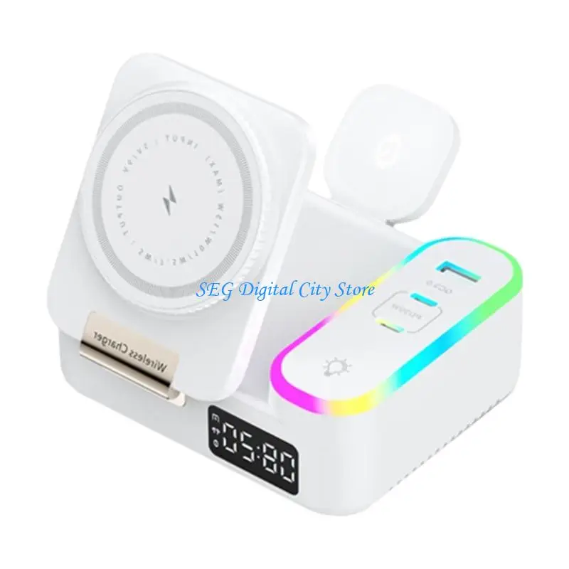 U75B Magnetics 3 In 1 Wireless Charging Station With Adjustable Cable Supports 15W Power Delivery