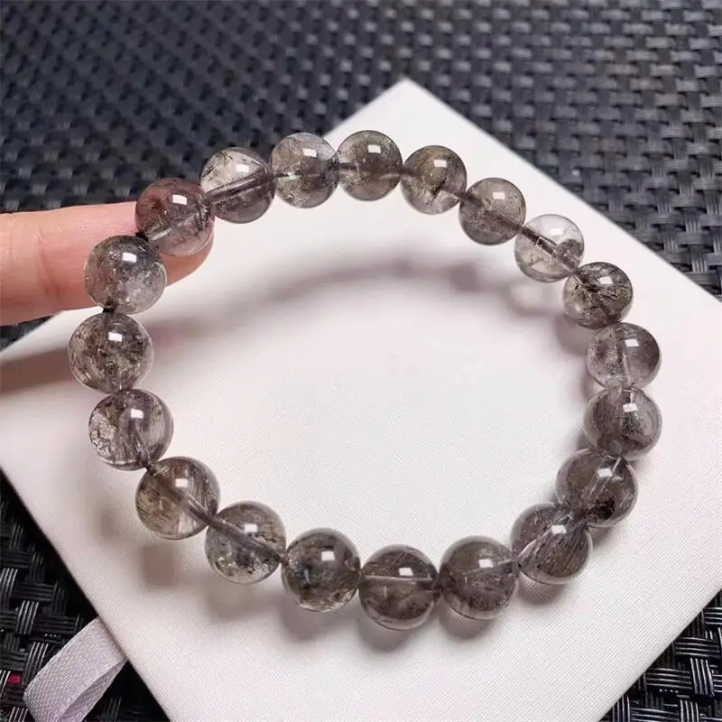 9.5MM Natural Herkimer Diamond Bracelet Women Fashion Sweet Reiki Healing Energy Strand Girls Jewelry Gift 1PCS