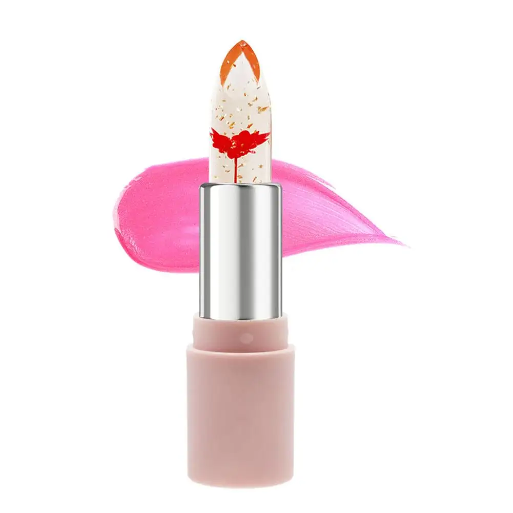 Barra de labios de gelatina de flores de 6 colores, bálsamo labial activado por temperatura para una humedad de larga duración y nutritiva, cambia de Color Effe Y1M0