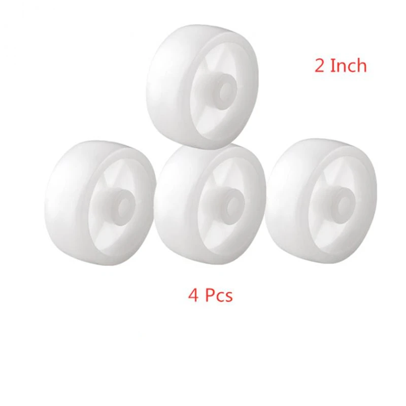 4 unids/lote rueda única de 2 pulgadas diámetro 50mm plástico Nylon blanco claro Pp suave