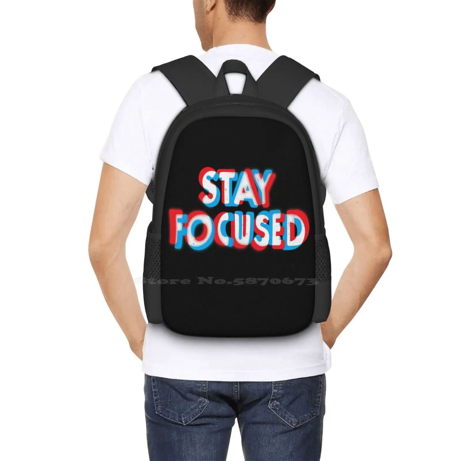 Stay Fashion Pattern Design Travel Laptop School Backpack Bag Type Typography 3D Fun Minimal Graphic Design For Men Shop Art