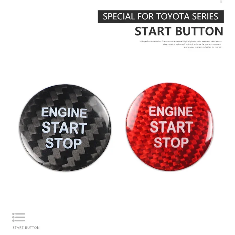 For Toyota Prado Car Engine Start Stop Button Cover Real Carbon Fiber Sticker 2018 2019