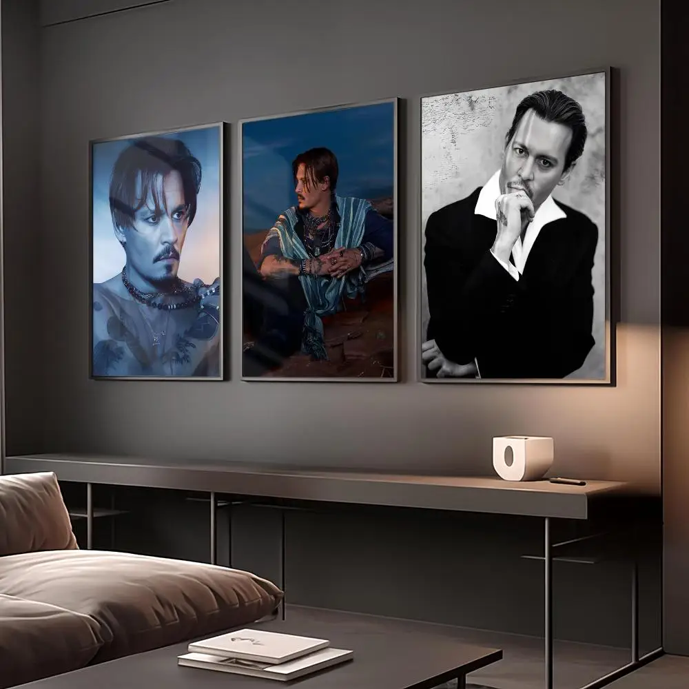 Television Actor J-Johnny Depp Painting Calligraphy Anti Wrinkle Canvas Poster Wall Art Home Decor for Living Room