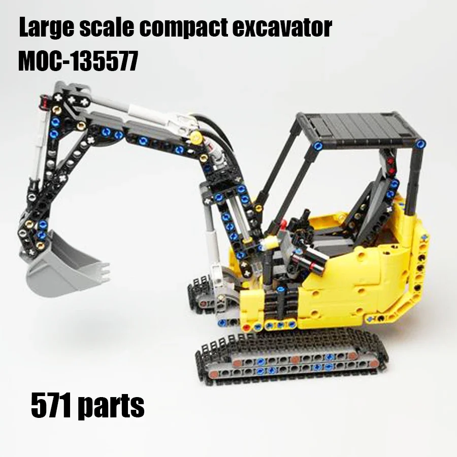 571 pcs Large Scale Compact Excavator MOC-135577  Technico  Cars  Toys  Building Blocks Moc Car  Rc Car Excavating Machinery