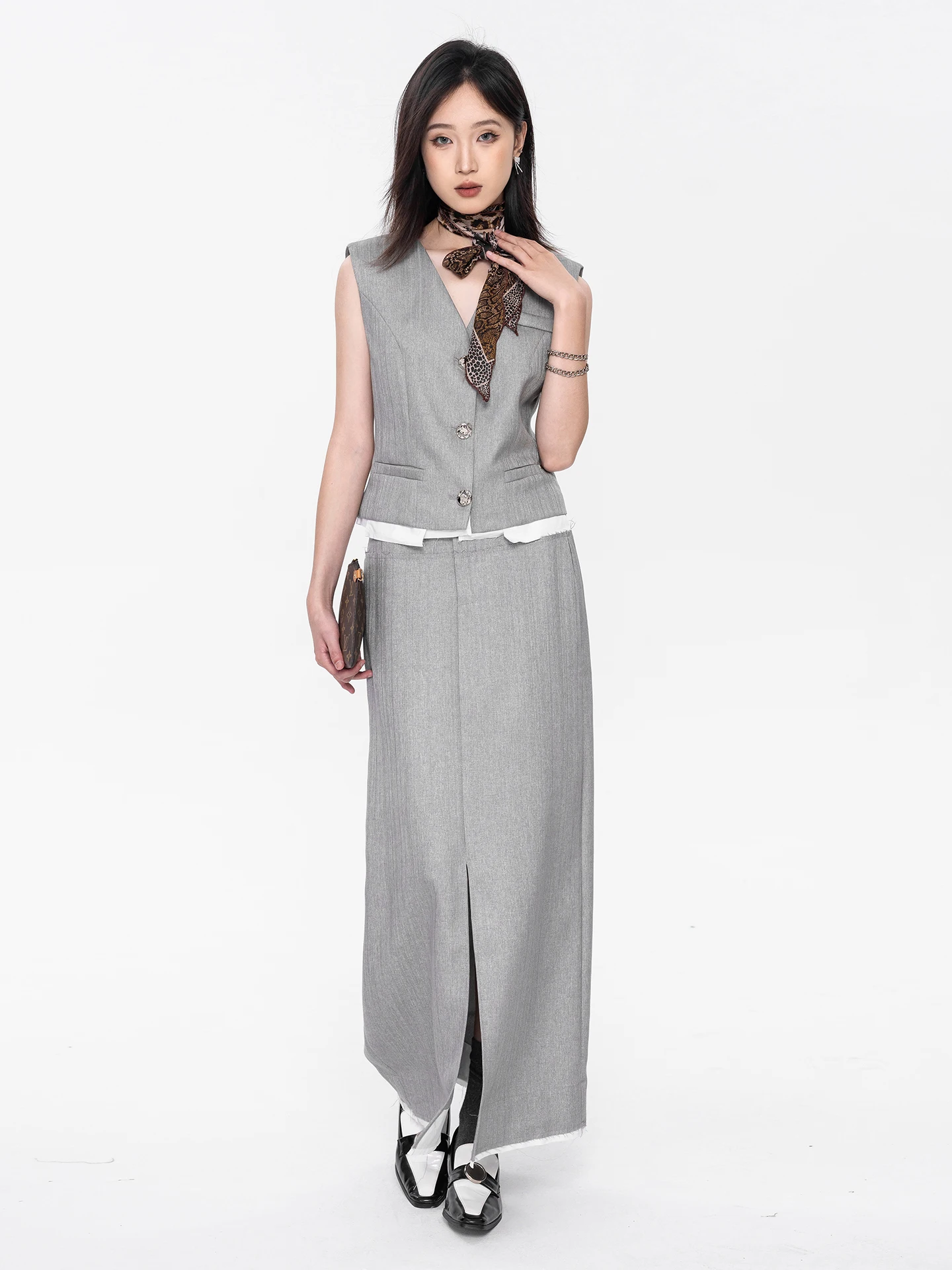 

Faionable Tailored Skirt Slimming Versatile Sli Spring Summer New Arrival E.D.X Casual mid Waist H-ape Cotton