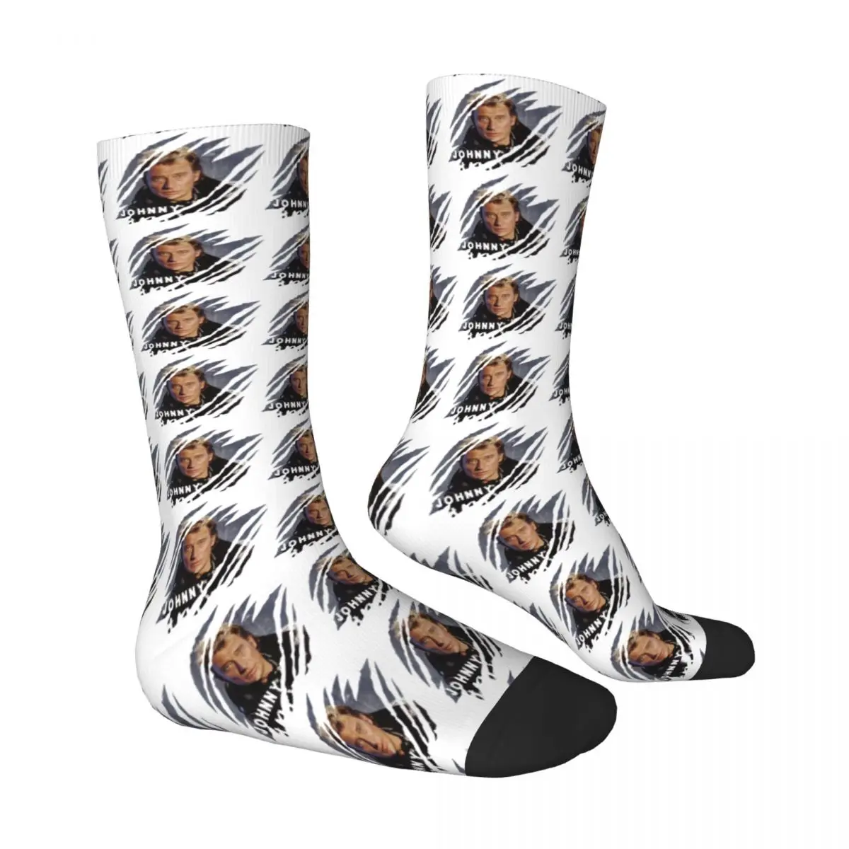 Music Johnny Hallyday French Rock Star Socks Male Mens Women Winter Stockings Harajuku