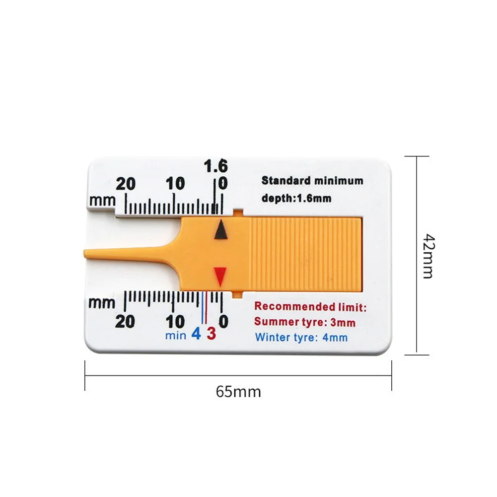 0-20mm Auto Car Wheel Tread Depthometer Depth Indicator Ruler Plastic Tread Gauge Tire Tread Depth Meter Tire Wheel Measure Tool