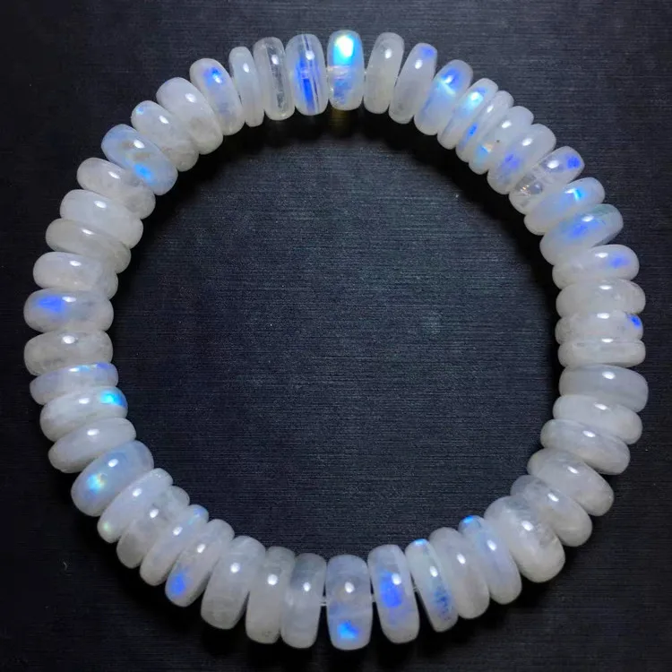 Natural Blue Light Moonstone Clear Beads Bracelet 8mm Women Moonstone Stretch Crystal Clear Round Beads Bracelet AAAAA