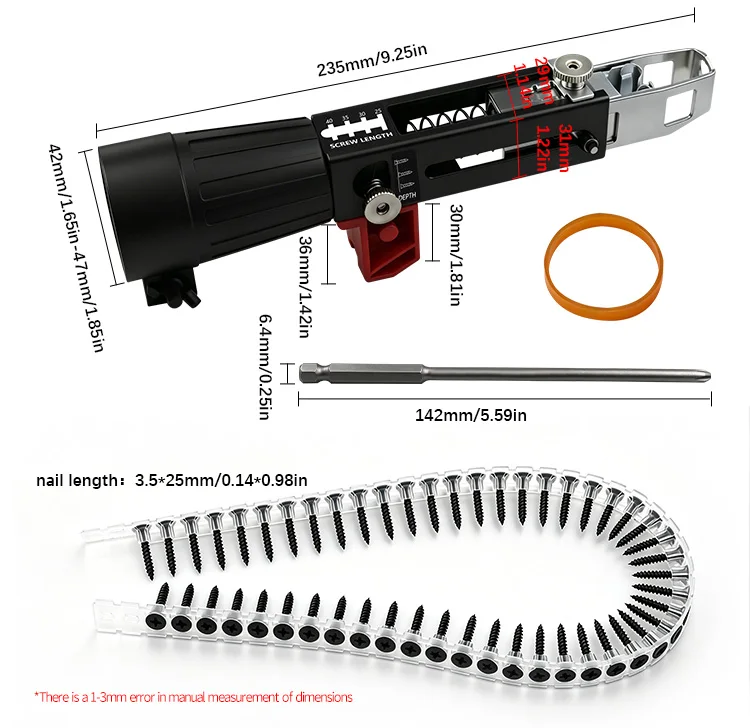 Automatic Chain Nail Gun Adapter Screw Gun for Electric Drill Woodworking Tool Cordless Power Drill Attachment