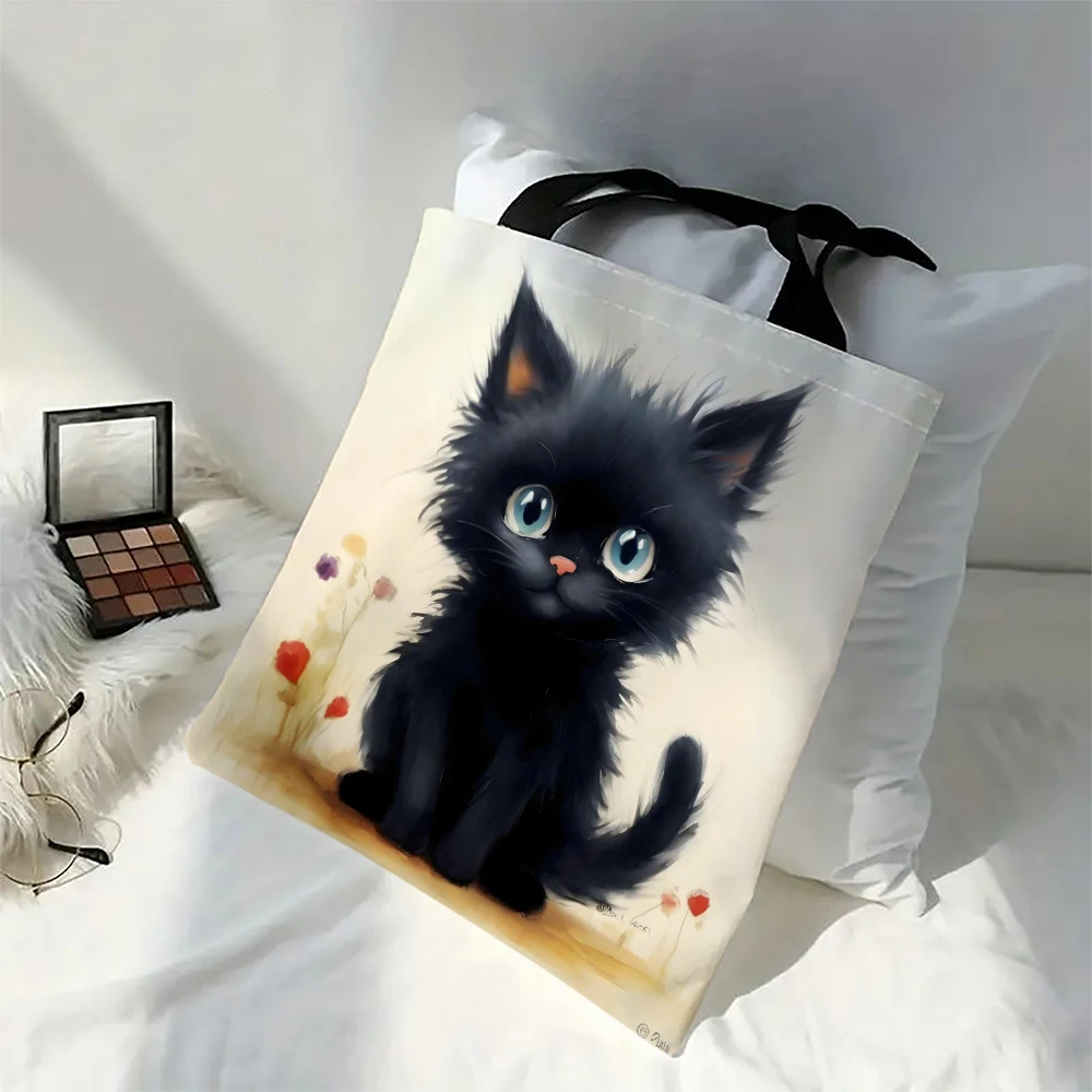 1 Stück süße Cartoon-Katze-Umhängetaschen, lustiges Tier, die Sternennacht, Umhängetaschen, lässige modische Tasche, multifunktionale Handtasche – Detail 4