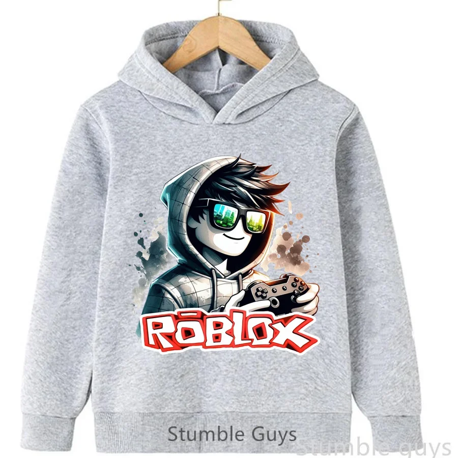 Roblox Kids هوديي الخريف الشتاء أزياء لعبة طباعة بنين بنات عارضة الزي الرياضي