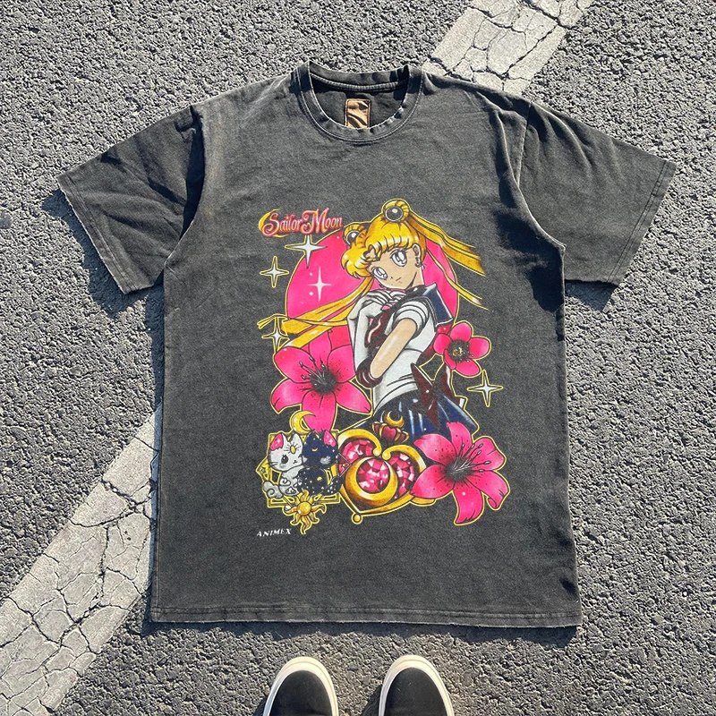 You Have Disease Studio Heavyweight 260G Anime Japanese Style Youthful Couple Matching T-Shirts Men Women Half Sleeve