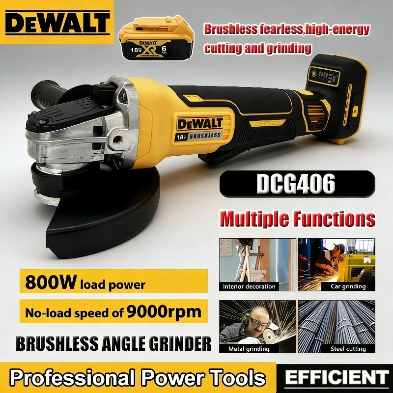 

Аккумуляторная угловая шлифмашина Dewalt DCG406 бесщеточная, 9000 об/мин, 125 мм, для резки и полировки, перезаряжаемый электроинструмент