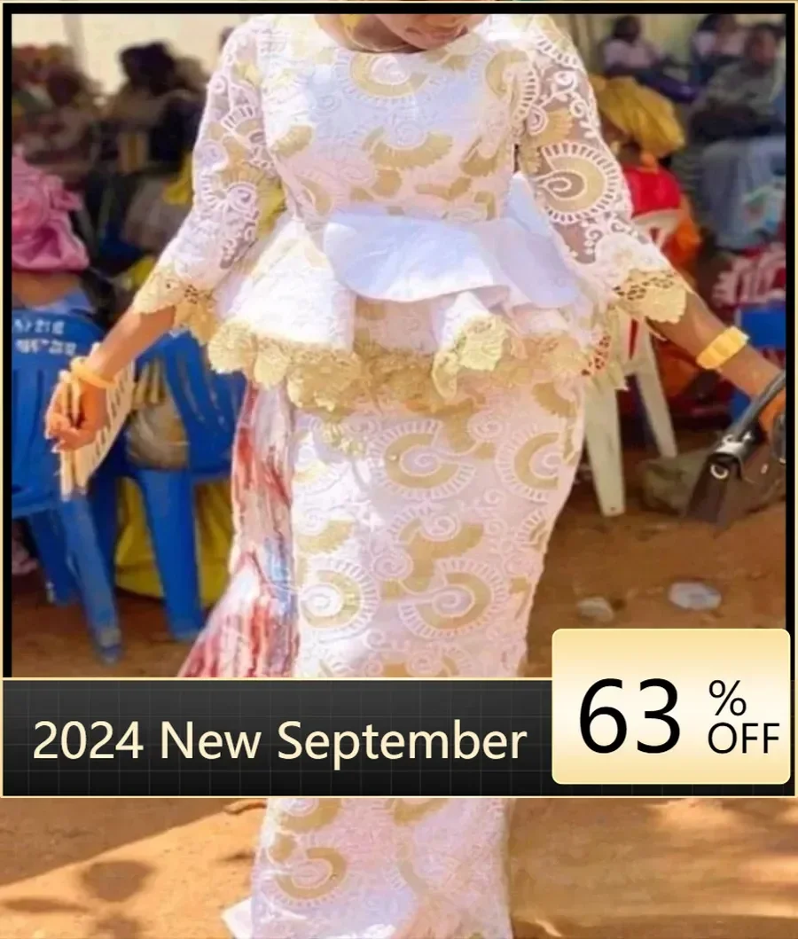 African Wedding Party Clothes for Women Autumn African Long Sleeve O-neck 2 Piece Top Long Skirt Matching Sets African Outfits