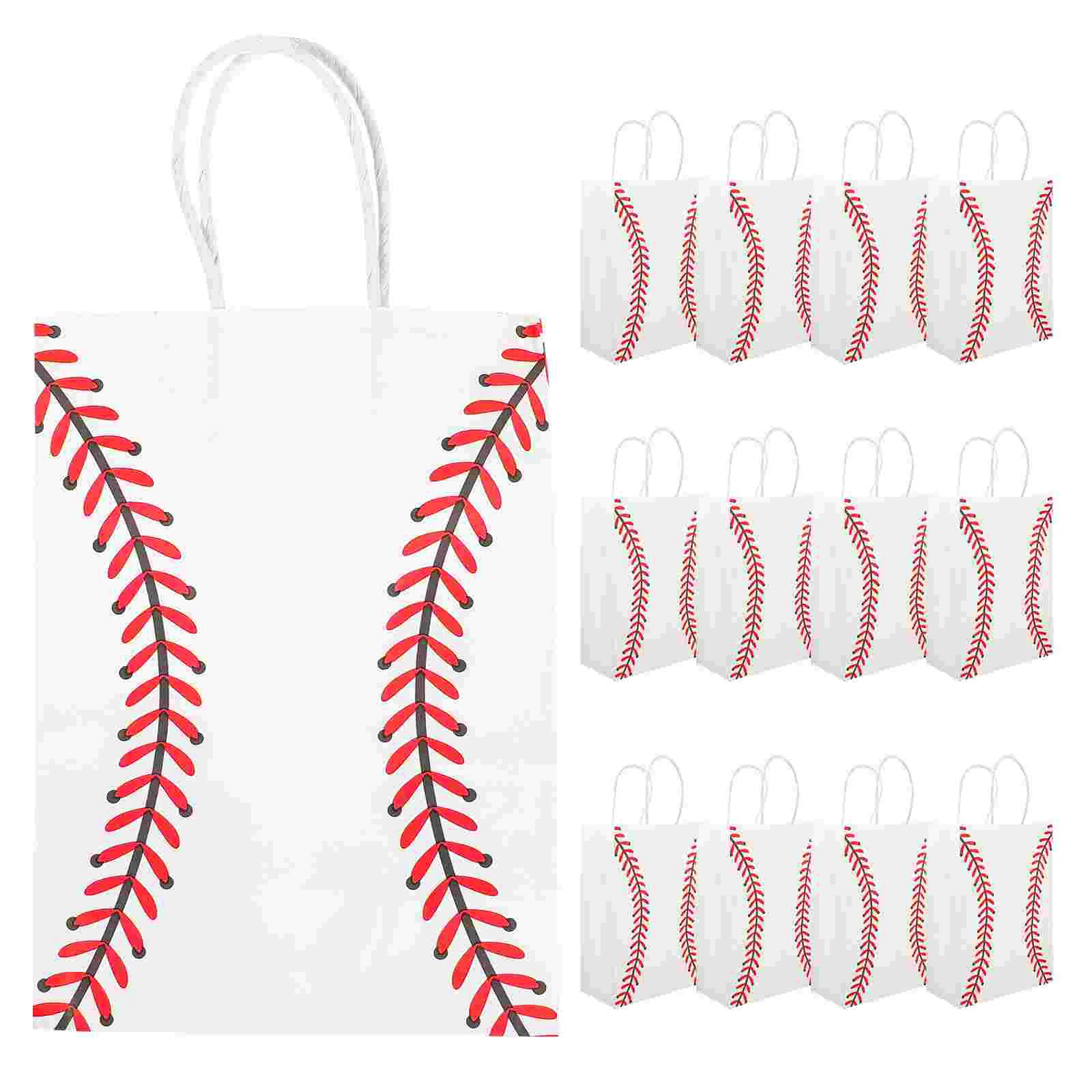 12 Pcs Baseball Bag Sports Themed Paper Bags Party Gift Small Durable Kraft with Handles Shopping