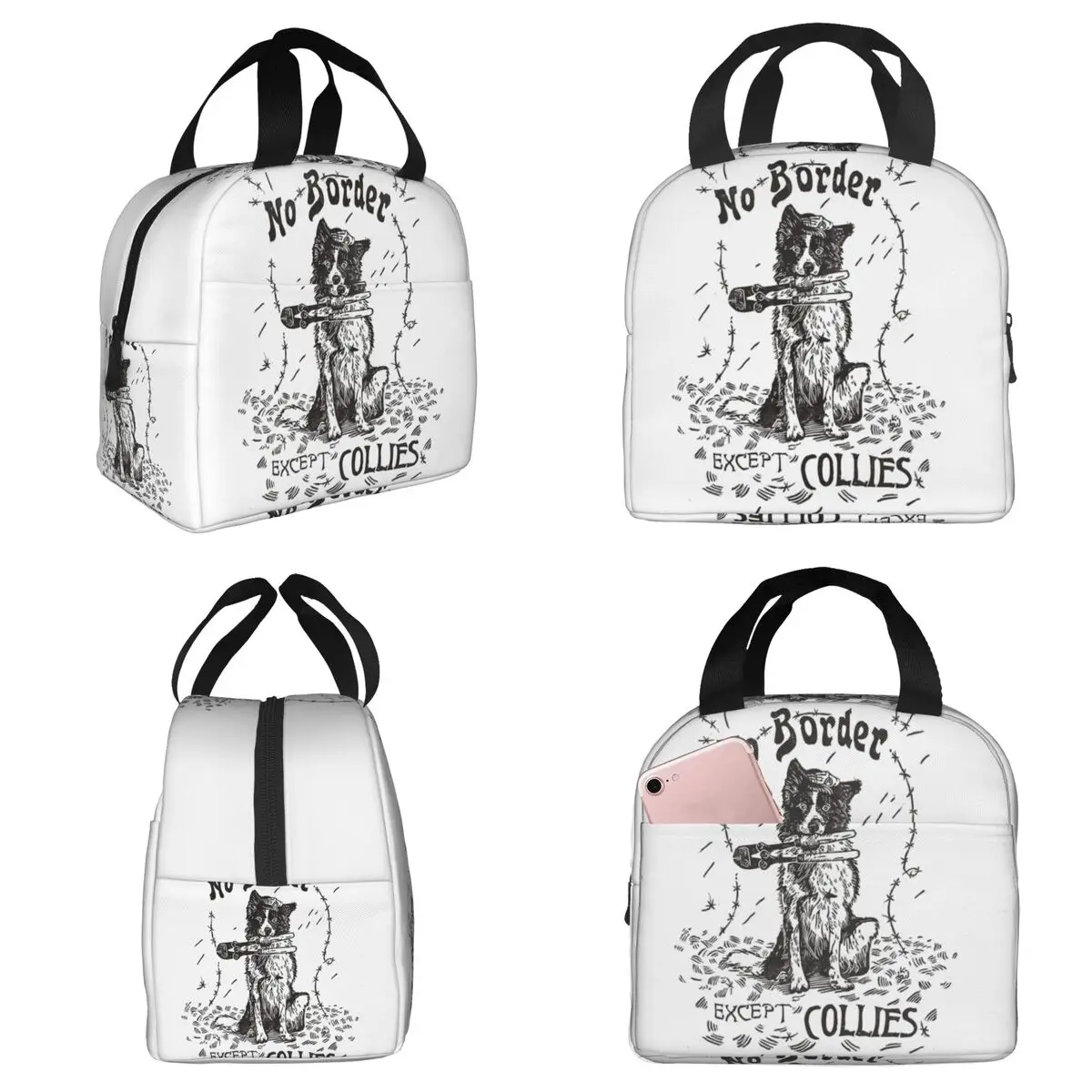 No Border Except Collies Insulated Lunch Bag for Women Office Cooler Thermal Food Box Tote Portable Lunch Boxes Container