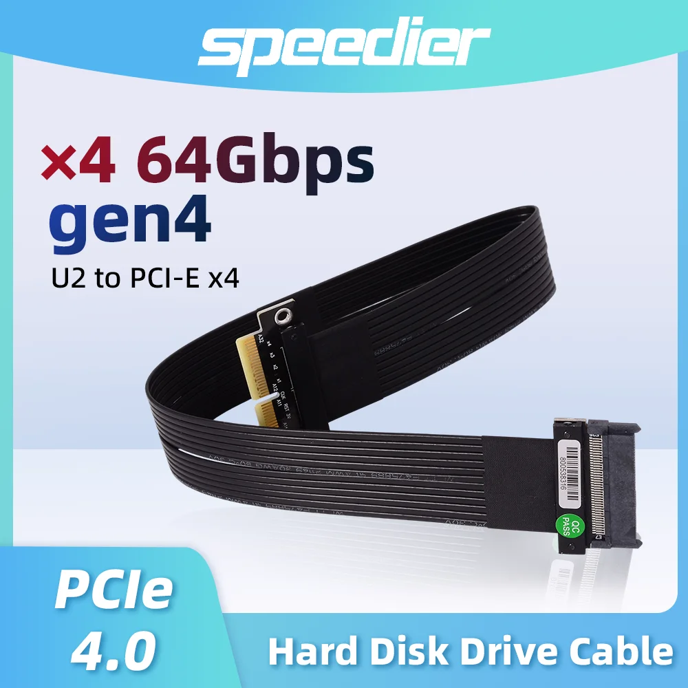 U2 إلى PCIe 4.0X4 SFF-8639 NVMe تمديد كابل واجهة محرك الحالة الصلبة الناهض محول البيانات Gen4 64Gbps مخصص 5-100 سنتيمتر #1