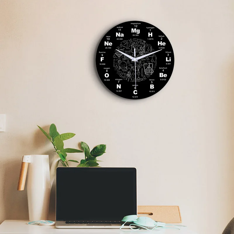 Chemical element clock education element periodic table design silent student classroom office decoration