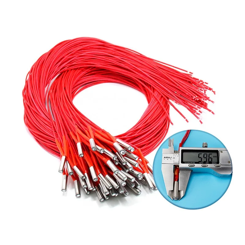 

1/2pcs 3D Printer Cartridge Heater 12V/24V 40W 6*15 6*20mm 1m Red For MK Mendel Reprap Extruder Heat Part 3D Printer Accessories