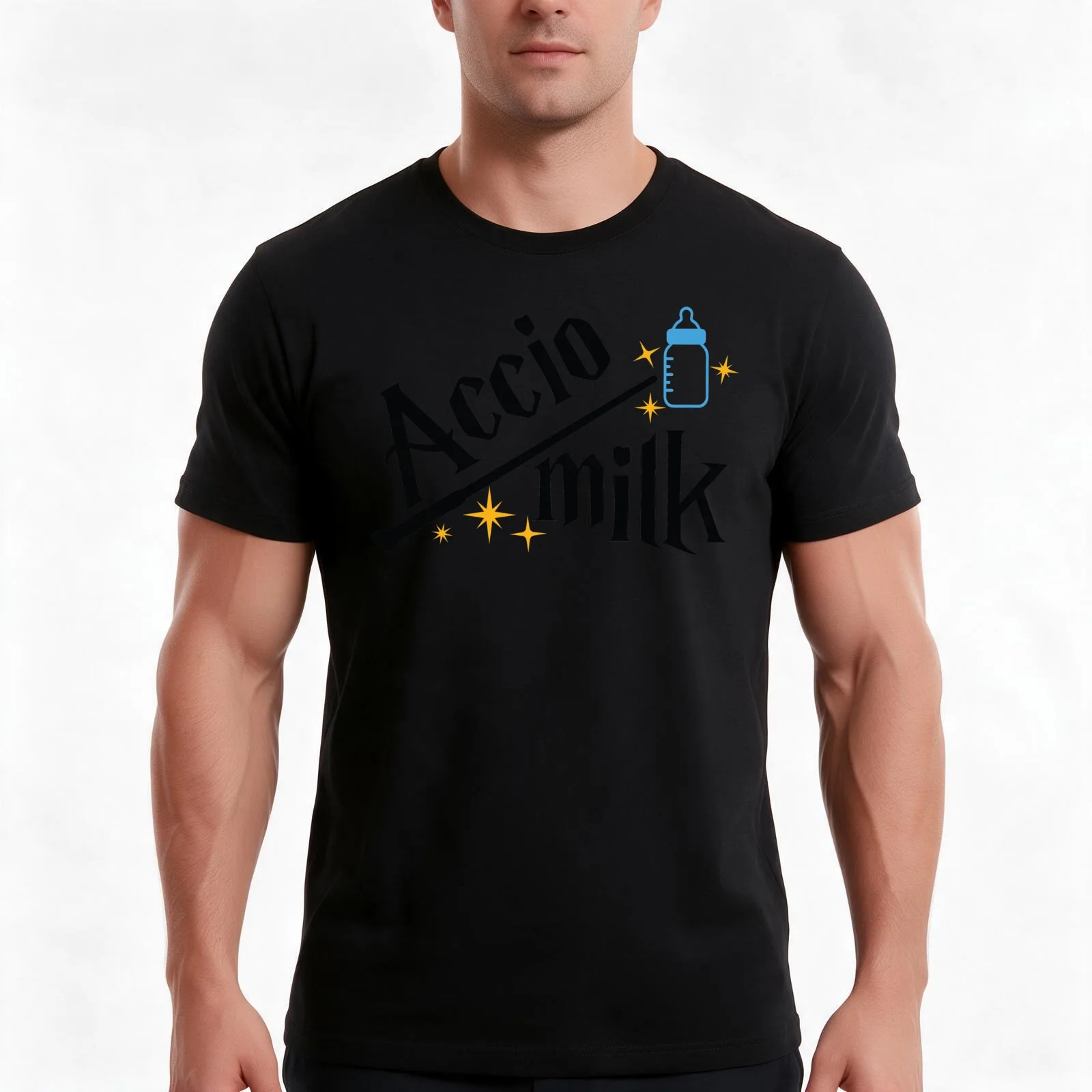 Accio Milk T-Shirt, Summer Casual Cotton Tee, Oversized Streetwear Tops, Vintage Graphic Print, Loose Fit Short Sleeve