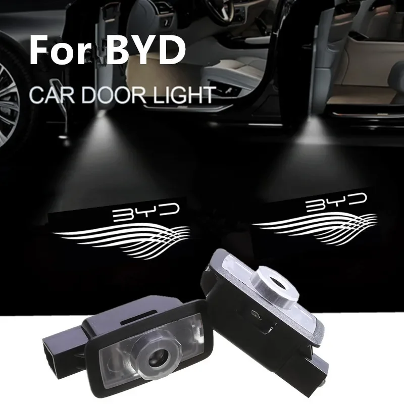 2Pcs LED Car Door Welcome Lights Exit Warning Lights Night Signal Lamps For BYD EV Han DM Song PLUS Qin PRO Seal EA1 2020-2024