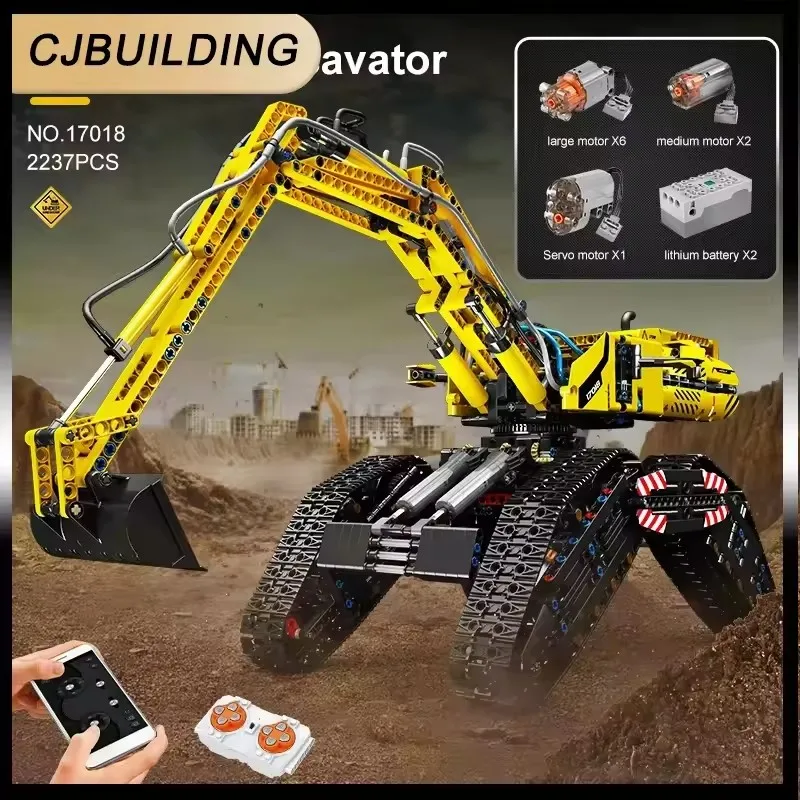 Mold King 17018 Technische graafmachine voor alle terreinen Bouwstenen Racing Techniek Voertuigmontage DIY Speelgoed Kerstcadeau Kind