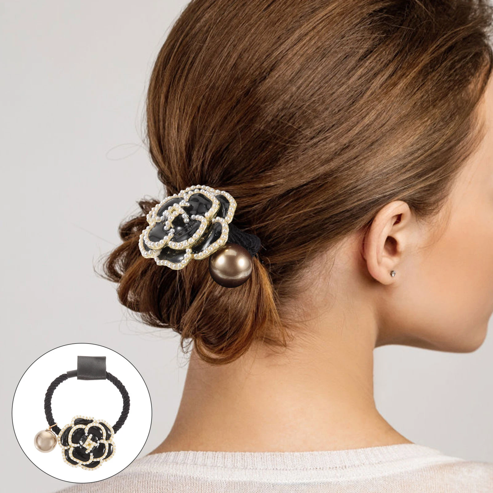 

Chic Flower Tie Elastic Ponytail Holder For Women Girls Medium Thick Rubber Bands Hair Band Accessory Gift Wife Girlfriend