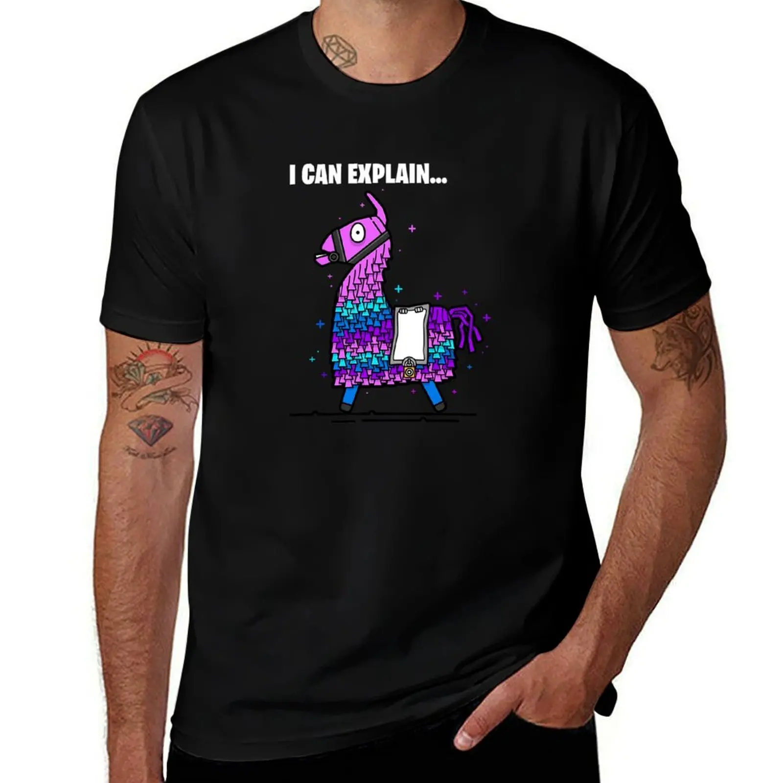 Funny Gaming Llama Cool Loot Llama I Can Explain T-Shirt Quick Dry Training Short Sleeve Tee T-Shirt