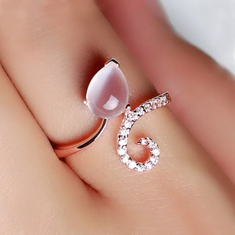 CAOSHI Delicate Lady Graceful Ring for Engagement Ceremony Rose Gold Color Jewelry with Bright Zirconia Elegant Accessories Gift