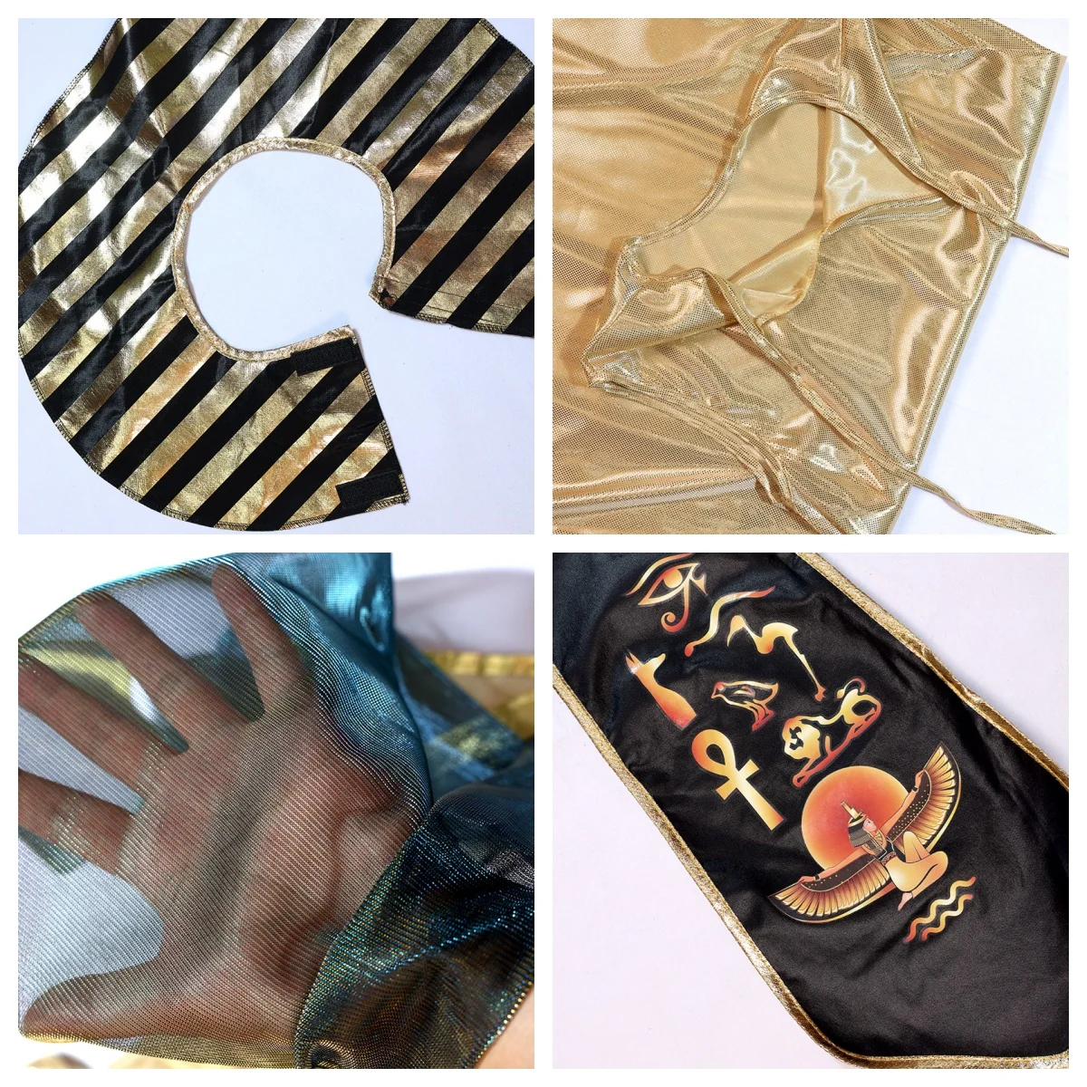 성인 남성과 여성의 이집트 파라오 패턴 타이다이 의류는 이국적이고 과장된 디자인 감각을 지닌 COS 소품입니다.