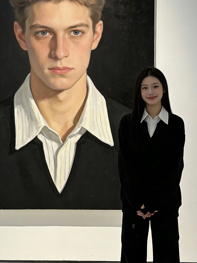 

Мужская толстовка Bla American Sle с полосатым воротником и длинным рукавом, удобная повседневная модная одежда для молодежи