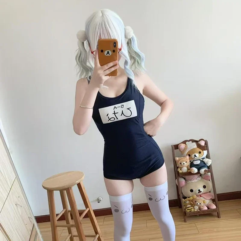 Nieuwe Japanse School Meisje Gym Pak Marineblauw Badpak Kawaii Zwemkleding Sexy Leuke Anime Kleding Jumpsuit Strand Zwembad Party Set