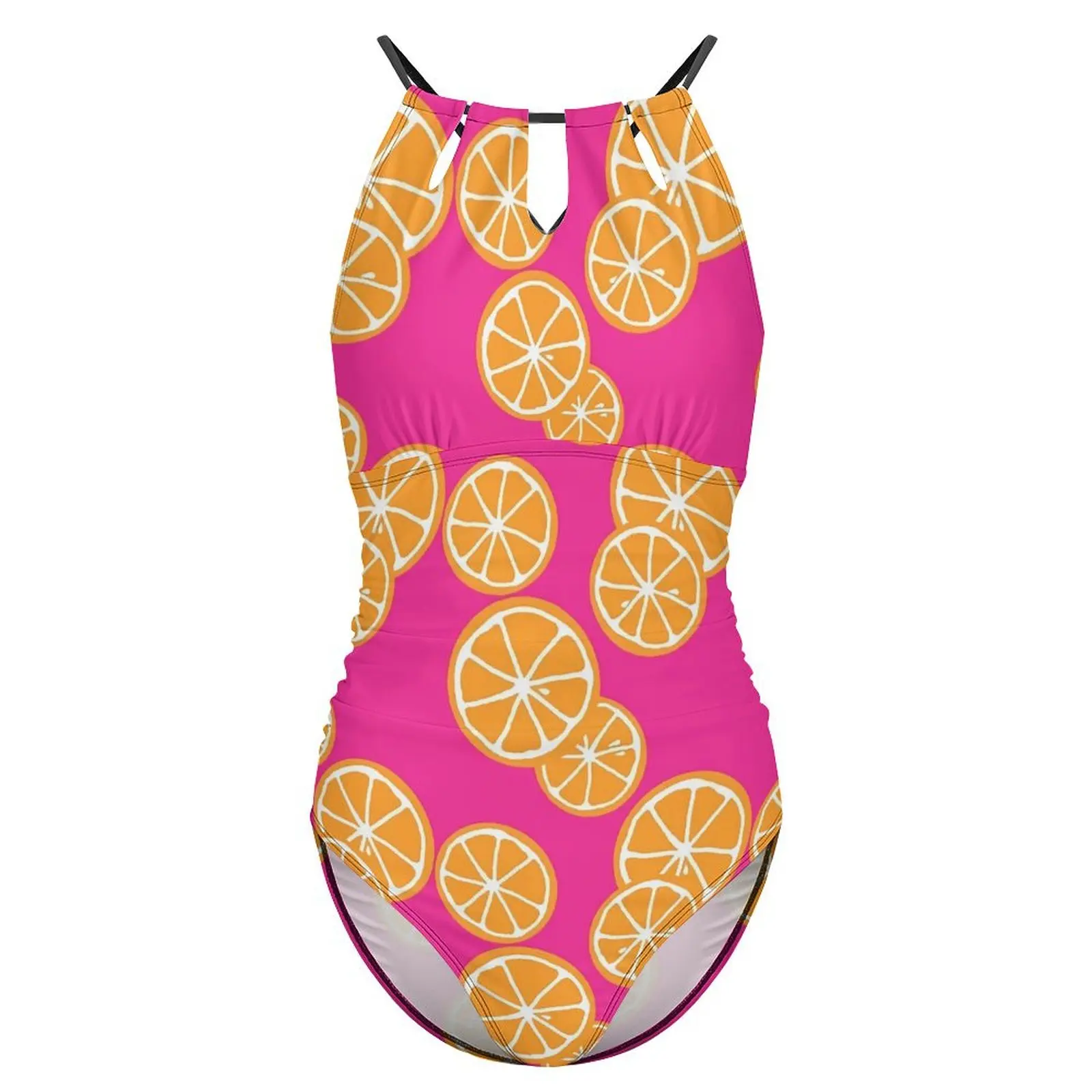 Oranges-Maillot de bain une pièce imprimé fruits, push-up, monokini classique, sexy, fitness