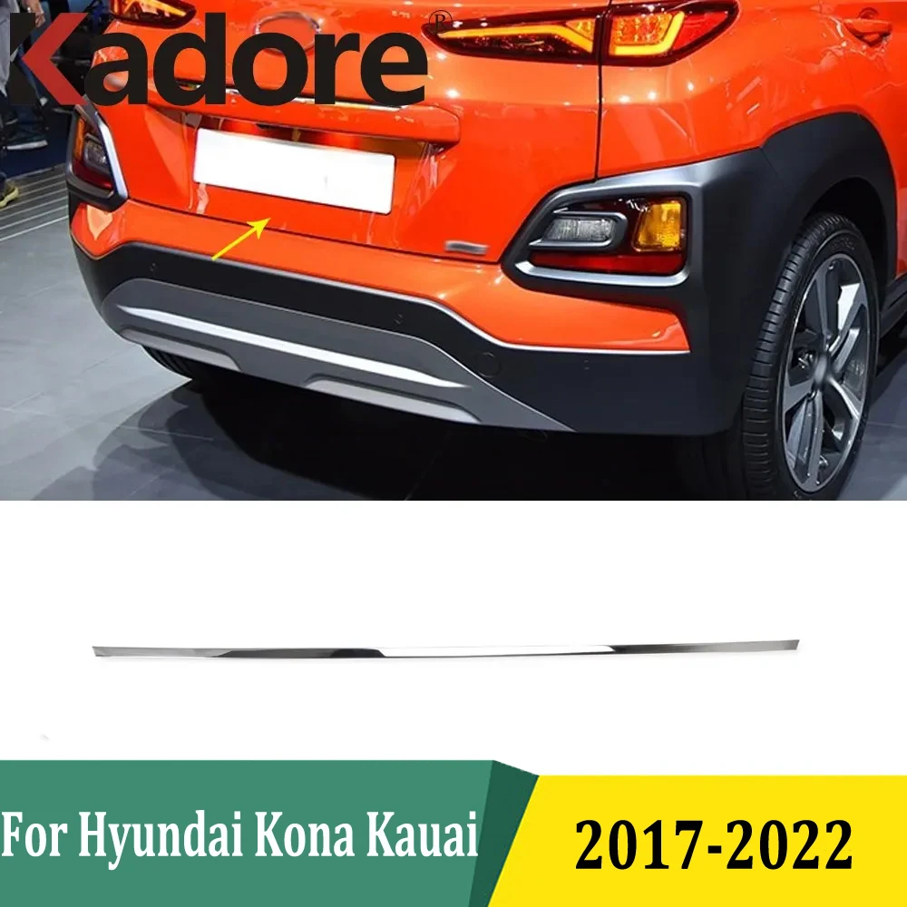 For Hyundai Kona Kauai SUV 2017-2020 2021 2022 Rear Trunk Lid Cover Trim Tail Gate Bottom Strip Car Accessories Stainless Steel