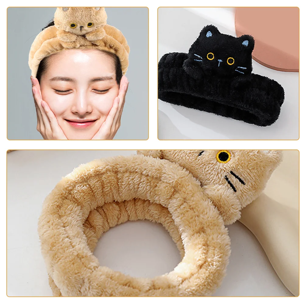 

2 шт., повязка на голову для ухода за кожей кошачьих ушей, повязка на голову для макияжа, женский обруч для волос, мытье лица, душ, многоразовая повязка на голову